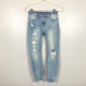 Harper Light Wash Distressed Skinny Jeans, 25.